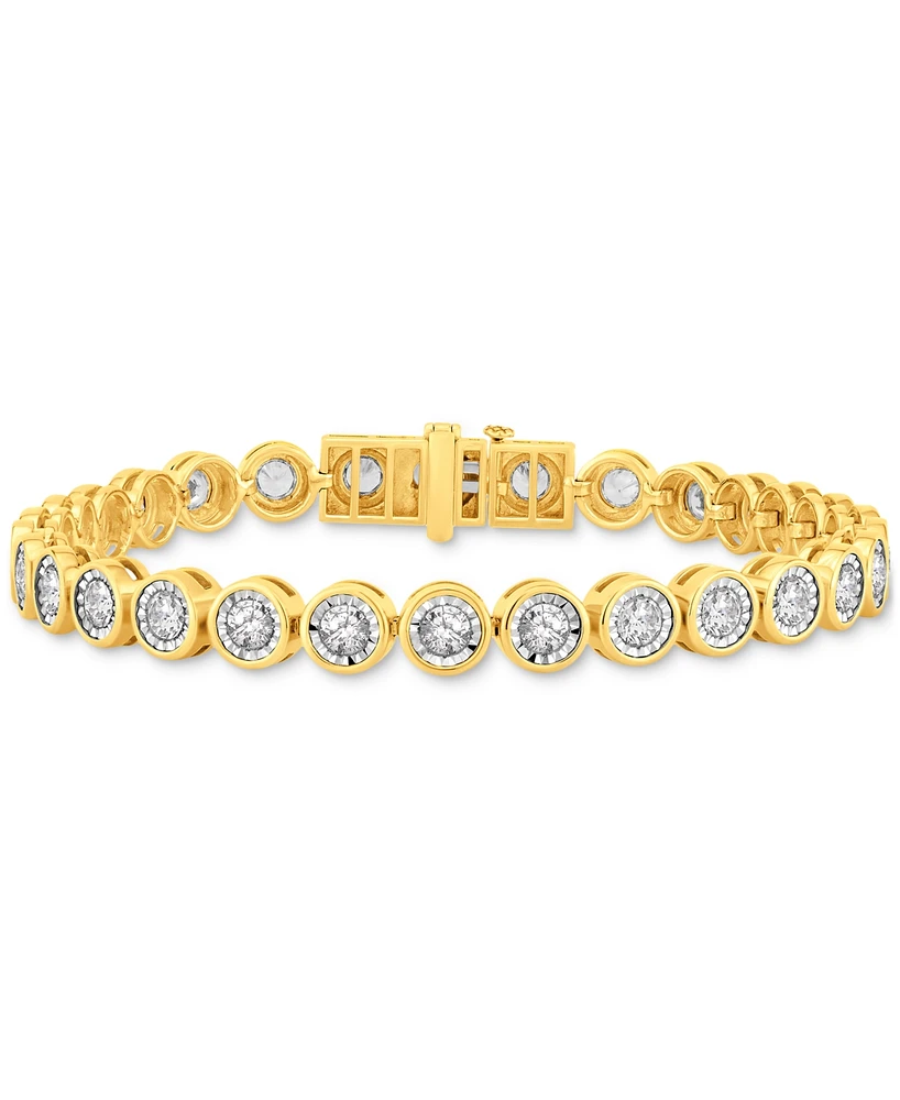 Men's Diamond Bezel Link Tennis Bracelet (6 ct. t.w.) in 10k Two-Tone Gold