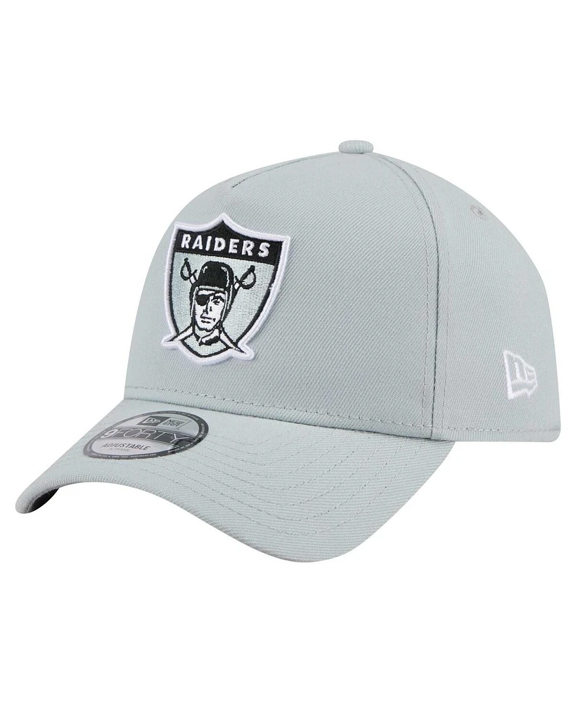 New Era Men's Gray Oakland Raiders Gridiron Classics A-Frame 9FORTY Adjustable Hat