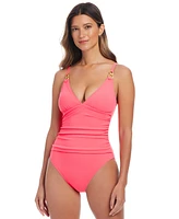 Bleu by Rod Beattie Women's Pique Ole Ruched One-Piece Swimsuit