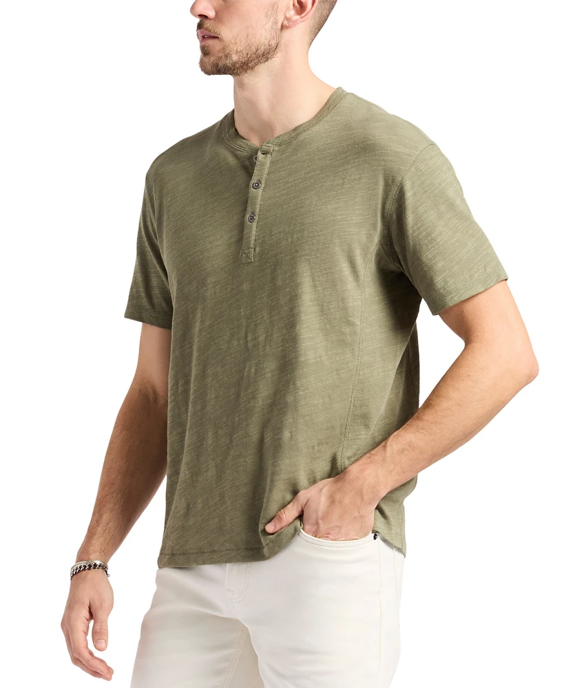 Men's Slub Knit Short Sleeve Relaxed Henley T-Shirt