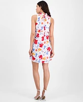 Anne Klein Women's Printed Cotton Eyelet Sleeveless Shift Dress