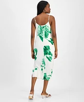 Bar Iii Women's Printed Satin Cowlneck Dress, Exclusively at Macy's