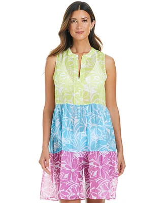 Bleu by Rod Beattie Women's Sock It To Me Printed Chiffon Cover-Up Dress