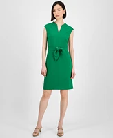 Tahari Petite Tie-Front Sleeveless Scuba Sheath Dress
