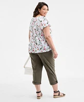 Style Co Plus Size Printed Flutter Sleeve Knit Top Cuffed Capri Pants Exclusively At Macys