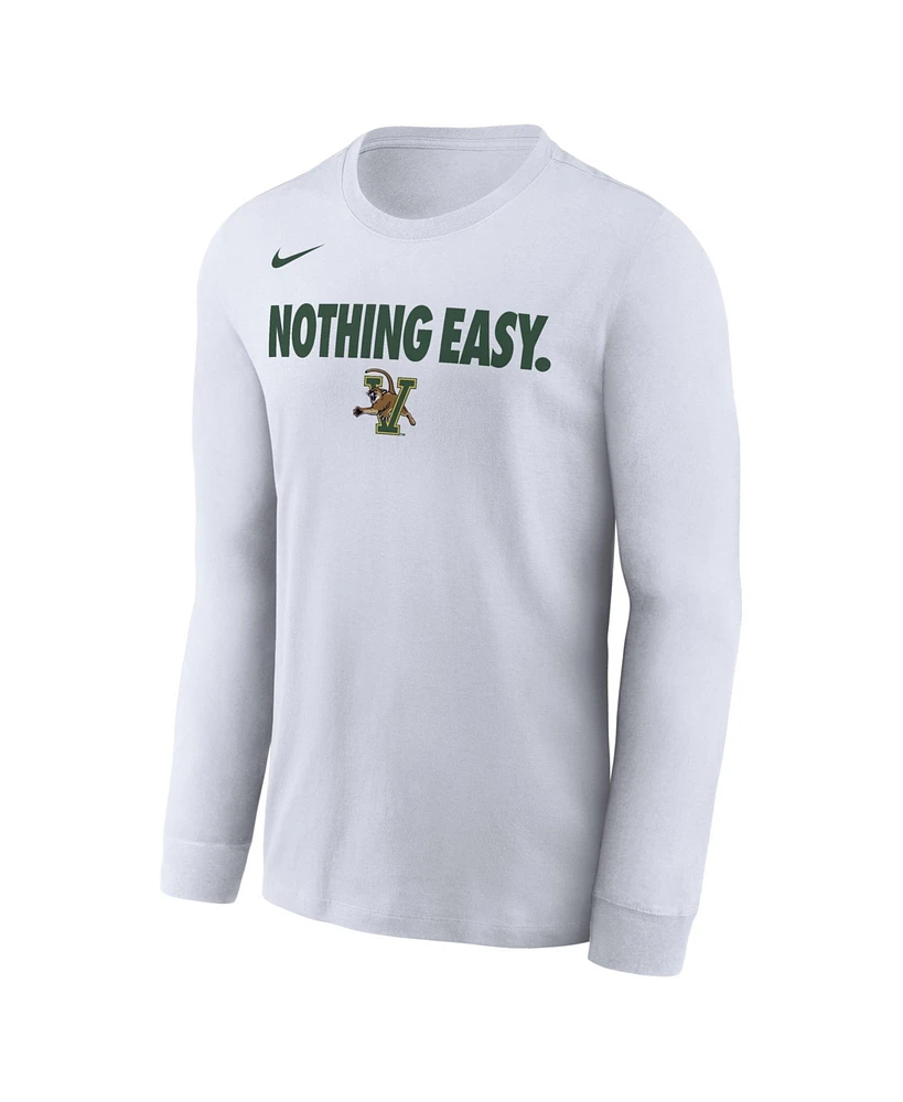 Nike Men's White Vermont Catamounts 2025 On-Court Bench Long Sleeve T-Shirt