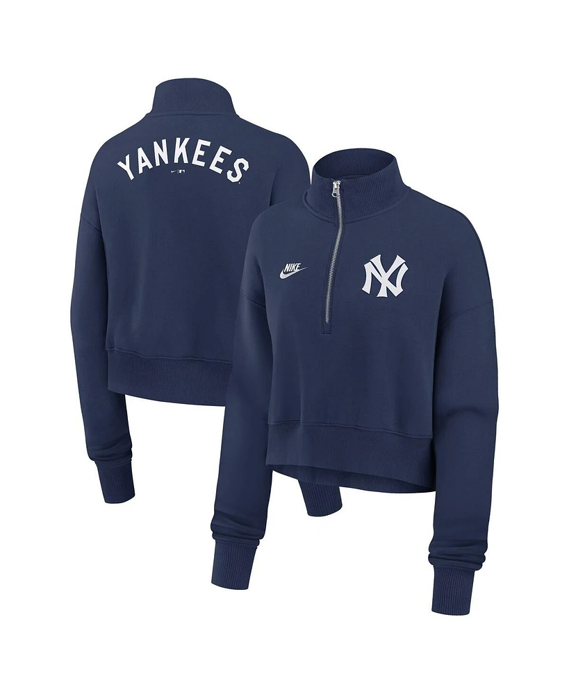 Nike Women's Navy New York Yankees Cooperstown Collection Phoenix Fleece Half-Zip Sweatshirt