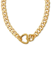 Guess Gold-Tone Heart Closure Chunky Open Link 18" Chain Necklace