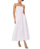 1.state Women's Embroidered Tie-Back Midi Dress