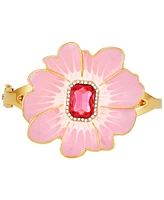 Guess Gold-Tone Color Crystal Flower Bangle Bracelet