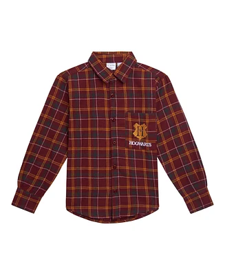 Harry Potter Boys Flannel Button Down Dress Shirt