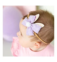 Sweet Wink Baby Girl's Lavender Lace Easter Bunny Bow Baby Headband