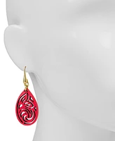 Patricia Nash Gold-Tone Lace Pattern Leather Drop Earrings