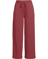 Lands' End Women's Tall Sport Knit Elastic Waist Wide Leg Crop Pants