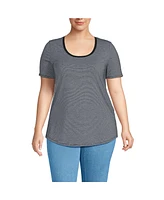 Lands' End Plus Short Sleeve Power Performance Scoop Neck Curved Hem Tunic Tee