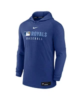 Nike Men's Heather Royal Kansas City Royals Authentic Collection Tri-Blend Performance Pullover Hoodie