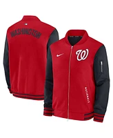 Nike Men's Red/Navy Washington Nationals Authentic Collection Dugout Full-Zip Bomber Jacket