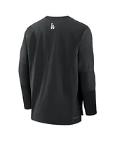 Nike Men's Black Los Angeles Dodgers Authentic Collection Lightweight Player Tri-Blend Performance Pullover Sweatshirt