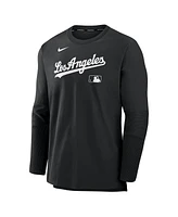 Nike Men's Black Los Angeles Dodgers Authentic Collection Lightweight Player Tri-Blend Performance Pullover Sweatshirt