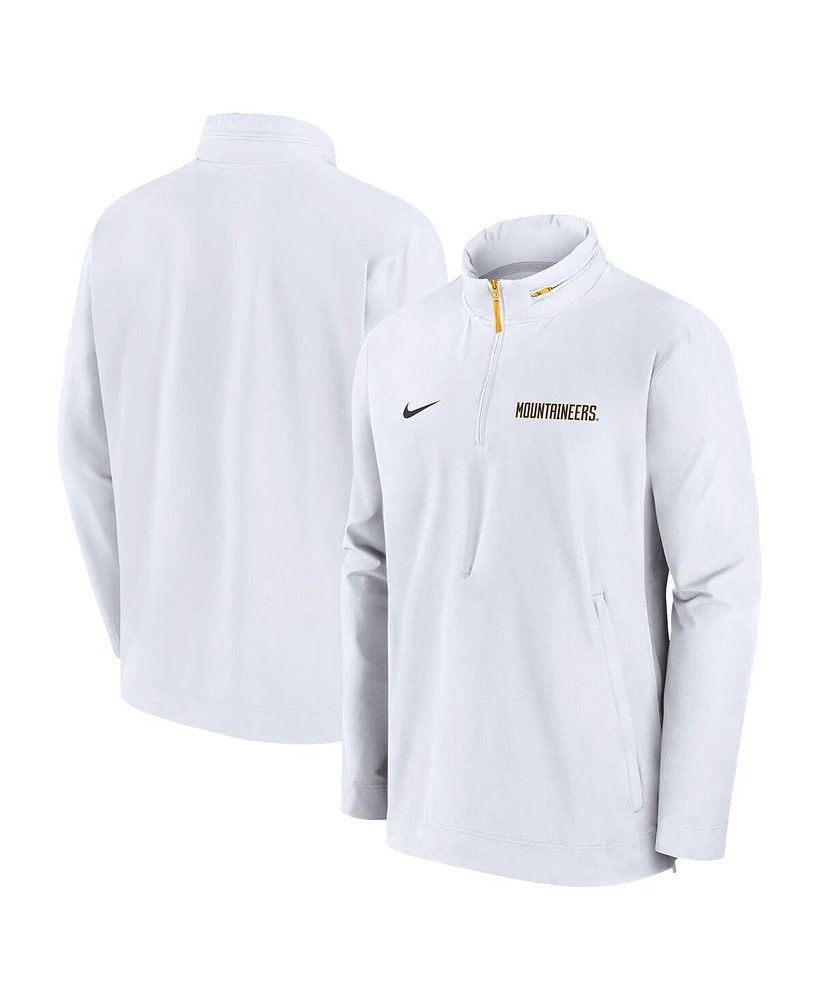 Nike Men's White West Virginia Mountaineers Sideline Coaches Quarter-Zip Jacket