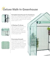 Deluxe Portable Walk-In Greenhouse with 4 Shelves