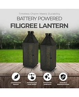 Four Seasons Courtyard 16 Inch Battery Powered 20 Led Filigree Lantern, 2 Pack