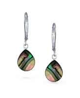 Bling Jewelry Geometric Iridescent Abalone Shell Teardrop Dangle Earrings Sterling Silver