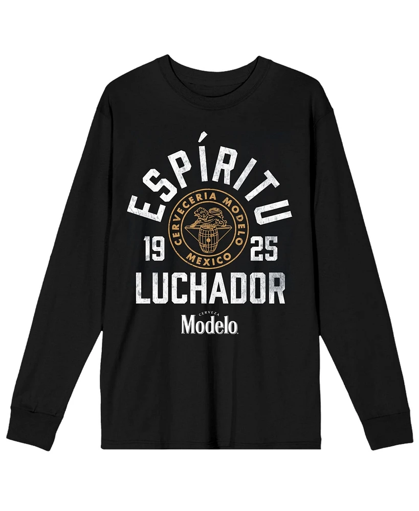 Modelo Men's 1925 Espiritu Luchador Logo Crew Neck Long Sleeve Black Adult Tee