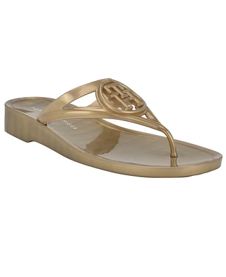 Tommy Hilfiger Women's Vedna Cutout Logo Jelly Thong Sandals