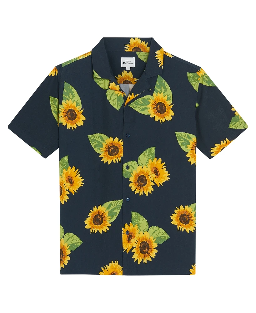 Ben Sherman Men's Sunflower Print Short Sleeve Shirt