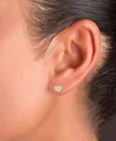 Cubic Zirconia Cluster Heart Screw Back Stud Earrings in 14k Gold-Plated Sterling Silver
