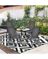 4PCS Patio Folding Dining Chairs Aluminium Adjustable Back