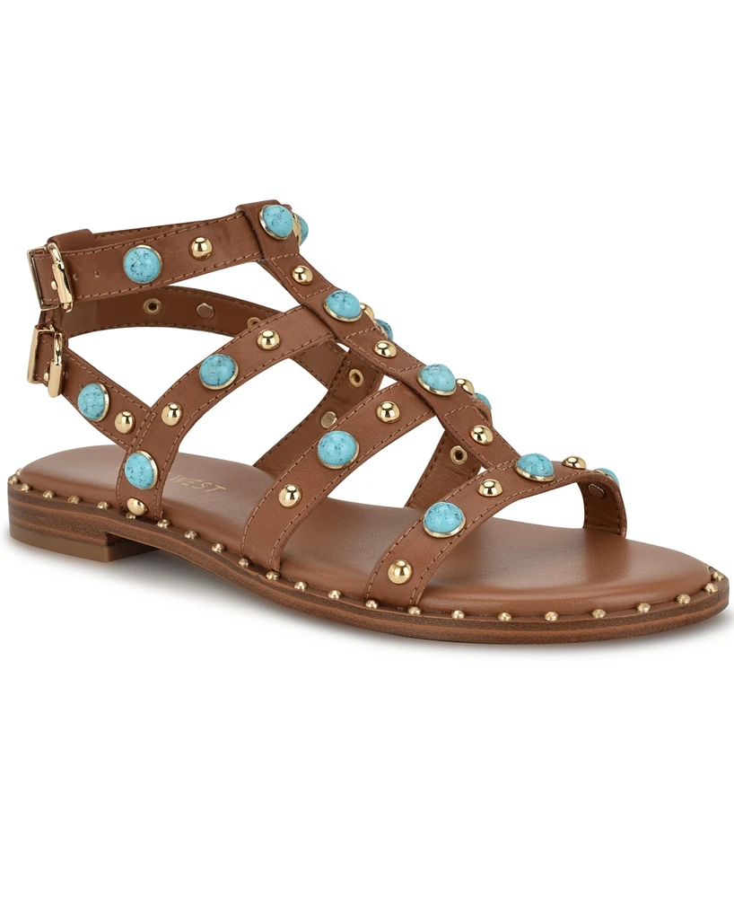 Nine West Women's Mindela Embellished Flat Gladiator Sandals