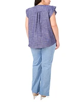 Vince Camuto Plus V-Neck Ruffle Sleeve Blouse