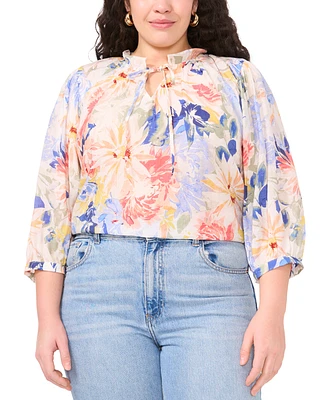 Vince Camuto Plus Ruffle-Neck Peasant Top