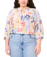 Vince Camuto Plus Ruffle-Neck Peasant Top