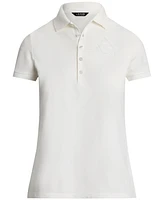 Lauren Ralph Women's Floral-Logo Cotton Pique Polo Shirt