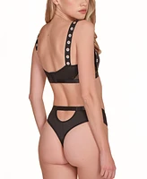 Hauty Women's 2PC Bra and Panty Lingerie Set with Twill Straps Working Silver Buckle