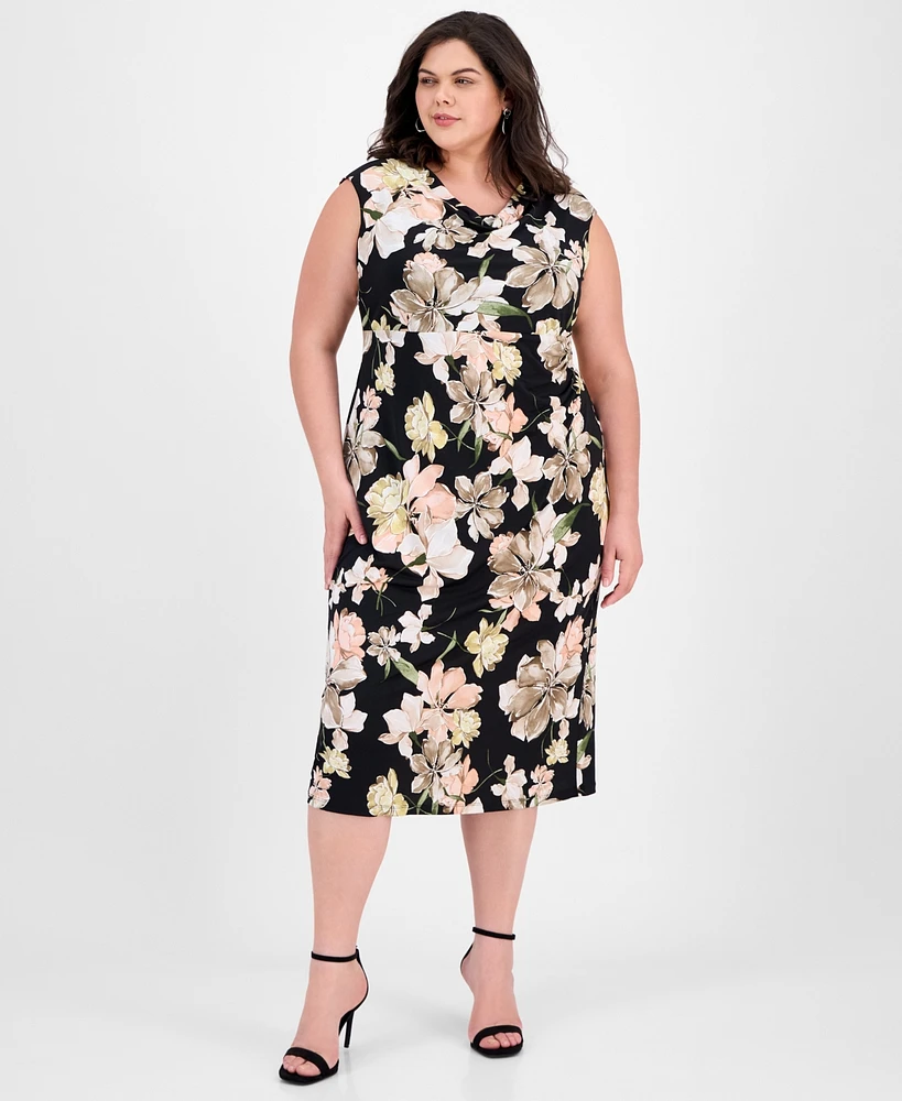 Connected Plus Printed Sleeveless Midi Dress