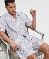 Mode Of One Mens Woodgrain Relaxed Fit Printed Button Down Shiny Twill Camp Shirt Relaxed Fit Printed 6 1 2 Shiny Twill Shorts Exclusively At Macys