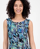 Connected Petite Printed Mesh Sleeveless Midi Dress