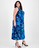 Connected Plus Printed Sleeveless Maxi Dress