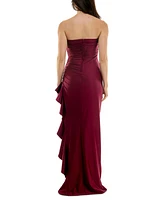 Katia Rae Juniors' Strapless Ruffled Side-Slit Gown, Created for Macy's