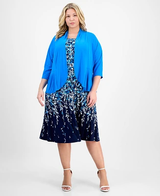 Sandra Darren Plus Printed Jersey Jacket Dress