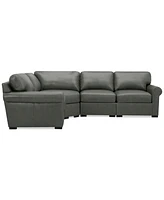 Radley Roll Arm 117" 4-Pc. Leather Wedge Corner L Sectional, Exclusively at Macy's