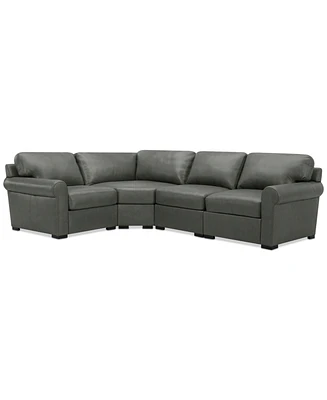 Radley Roll Arm 117" 4-Pc. Leather Wedge Corner L Sectional, Exclusively at Macy's