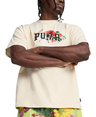 Puma Men's Dunked Floral Oversized-Fit Graphic T-Shirt