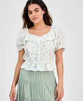 And Now This Petite Floral-Print Ruffled Blouse, Exclusively at Macy's