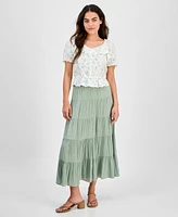 And Now This Petite Floral-Print Ruffled Blouse, Exclusively at Macy's