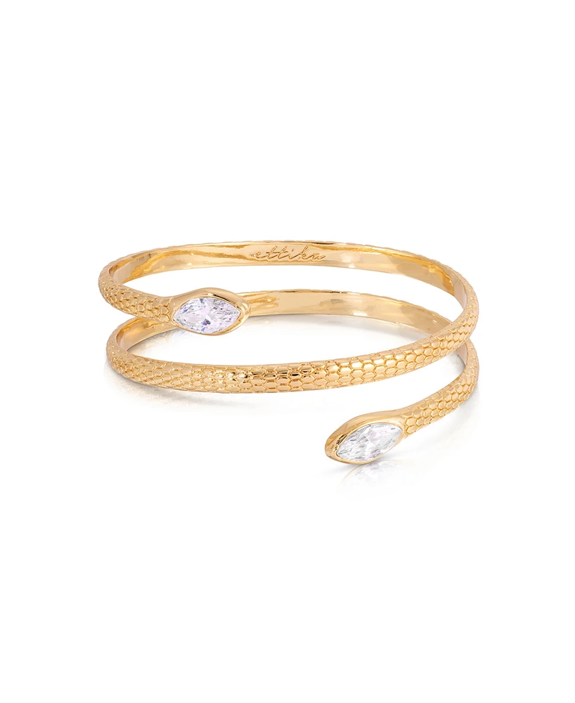 Ettika Marquise Cubic Zirconia Coiled Bangle Bracelet